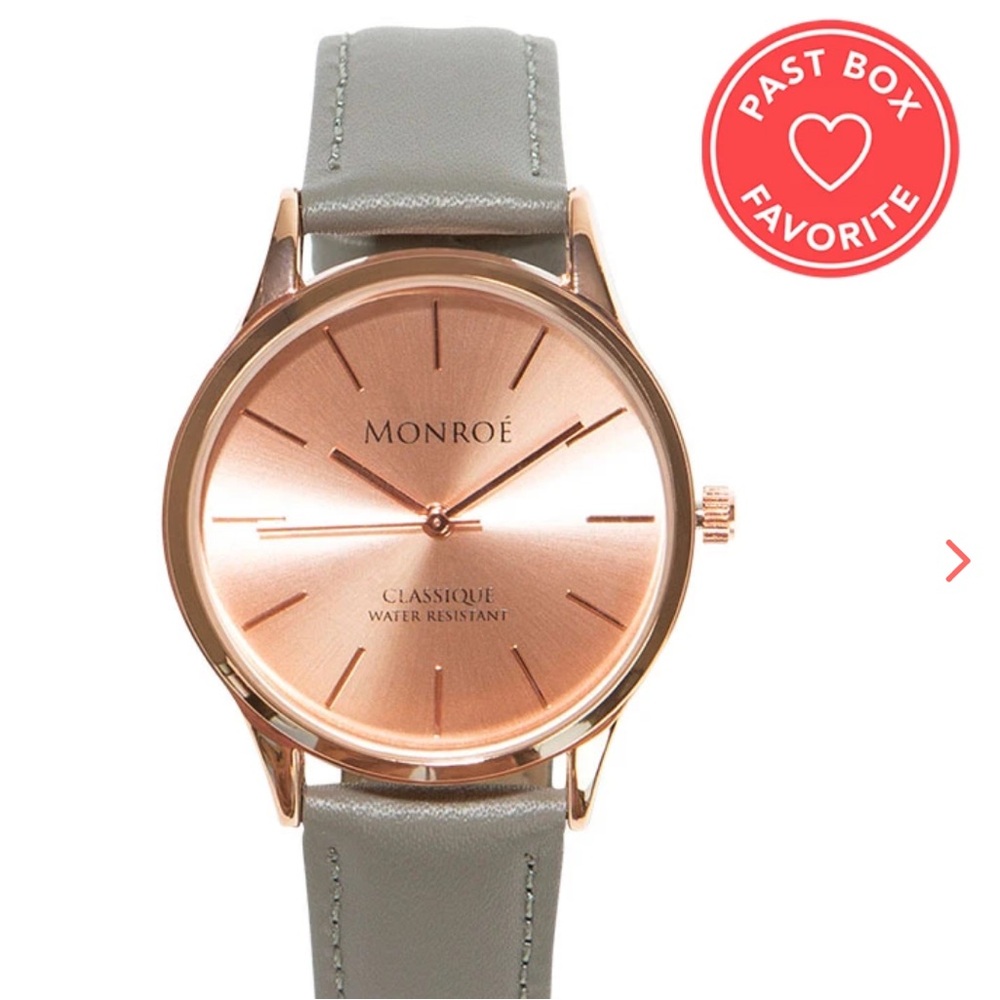 Monroe by Maestro genuine leather watch, rose gold, new , never used
